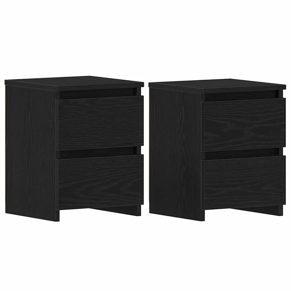 Armadio da Notte con cassetto 2 pcs Rovere Nero 30 x 30 x 40 cm 861989