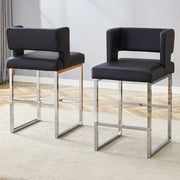 Sgabello da Bar Set 2 Pezzi ¨C MINIMAL ¨C Nero, Gambe in Metallo, Design Moderno