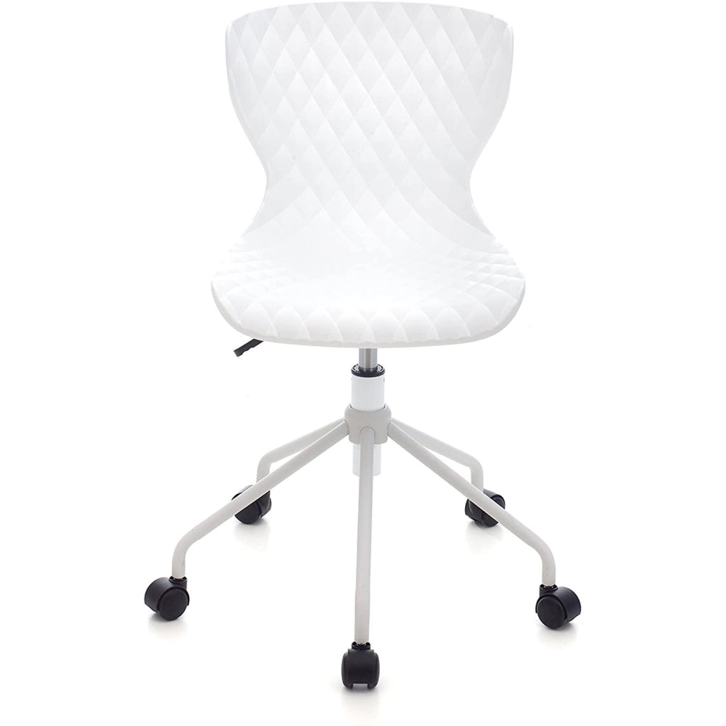 Sedia da Ufficio Girevole con Ruote, Sedia Scrivania Ergonomica per Studio, Cameretta e Smart Working, Poltroncin Bianco