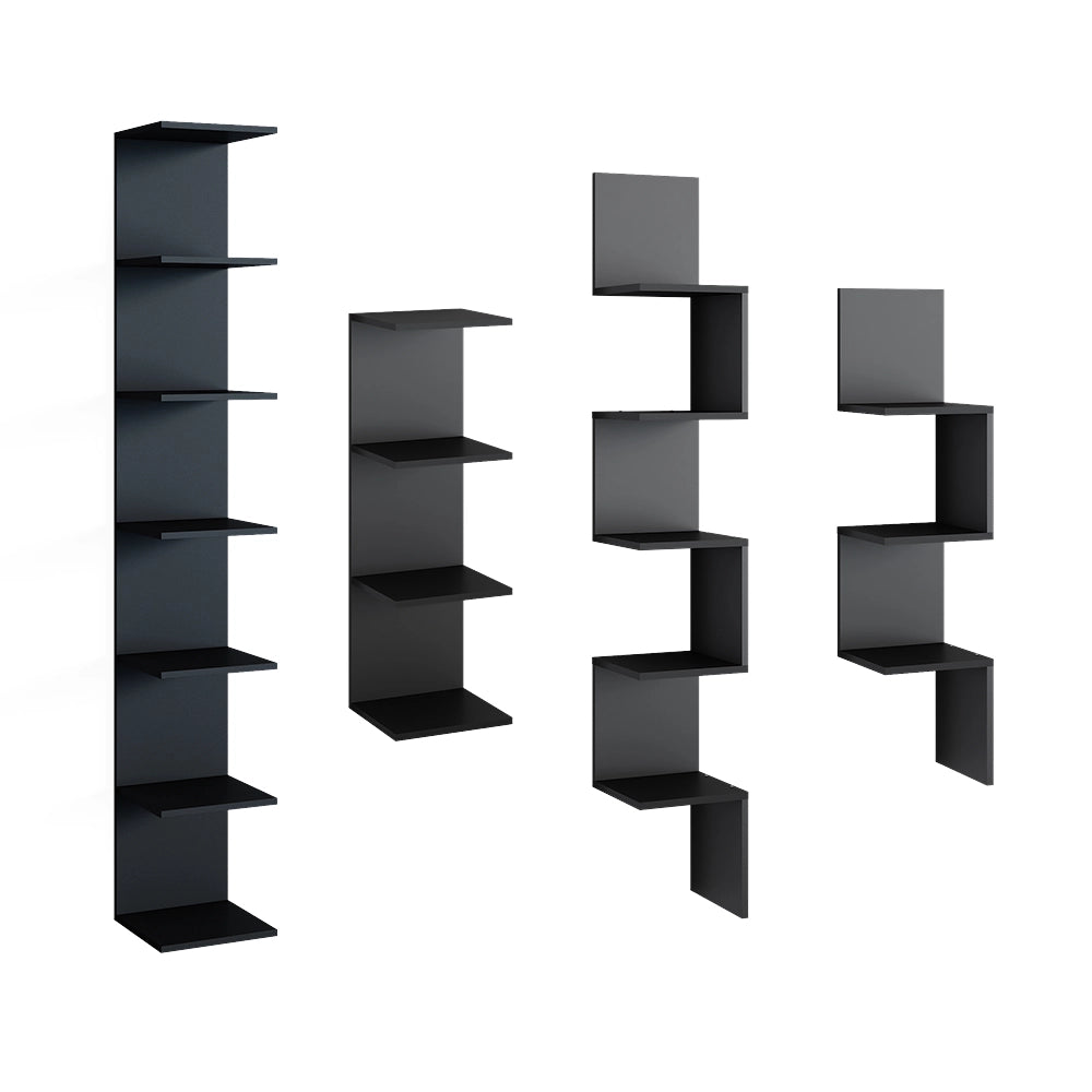Vicco Libreria da parete Nero 30 x 190 cm aperto