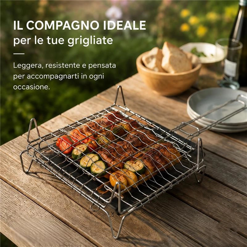 GRATICOLA BOMBATA CON PIEDINI IN ACCIAIO DIMENSIONI 27X37CM