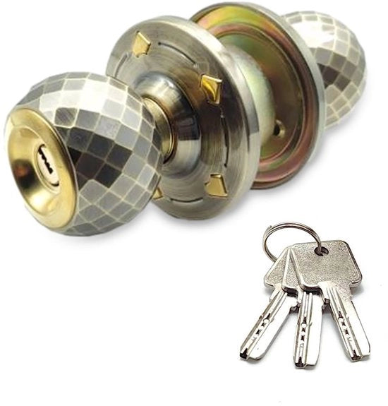 Meccanismo di sicurezza per slot della porta - Deurbeslag - Deurkruk - Slot interno della porta - Slot della porta con chiave - Chiave a vite in ottone - Deurklink