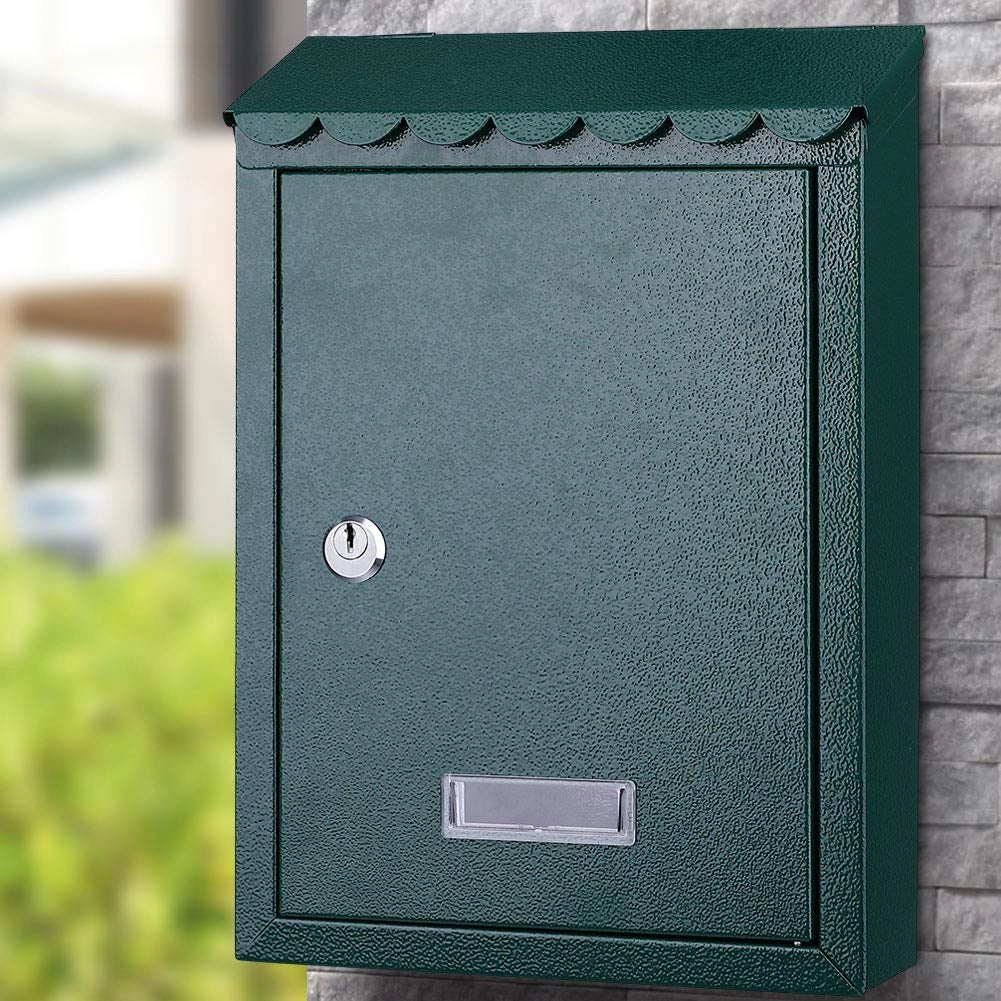 Cassetta Postale da Parete in Metallo Inox con Chiave per Esterno e Interno Verde