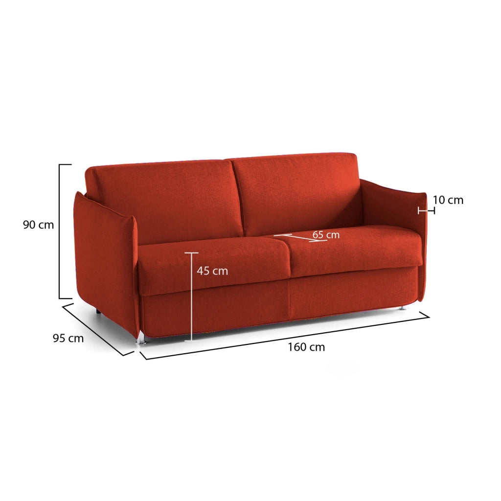 Monleale, Divano Fisso 2 Posti Sfoderabile Made in Italy, 160x95x90h cm Arancione