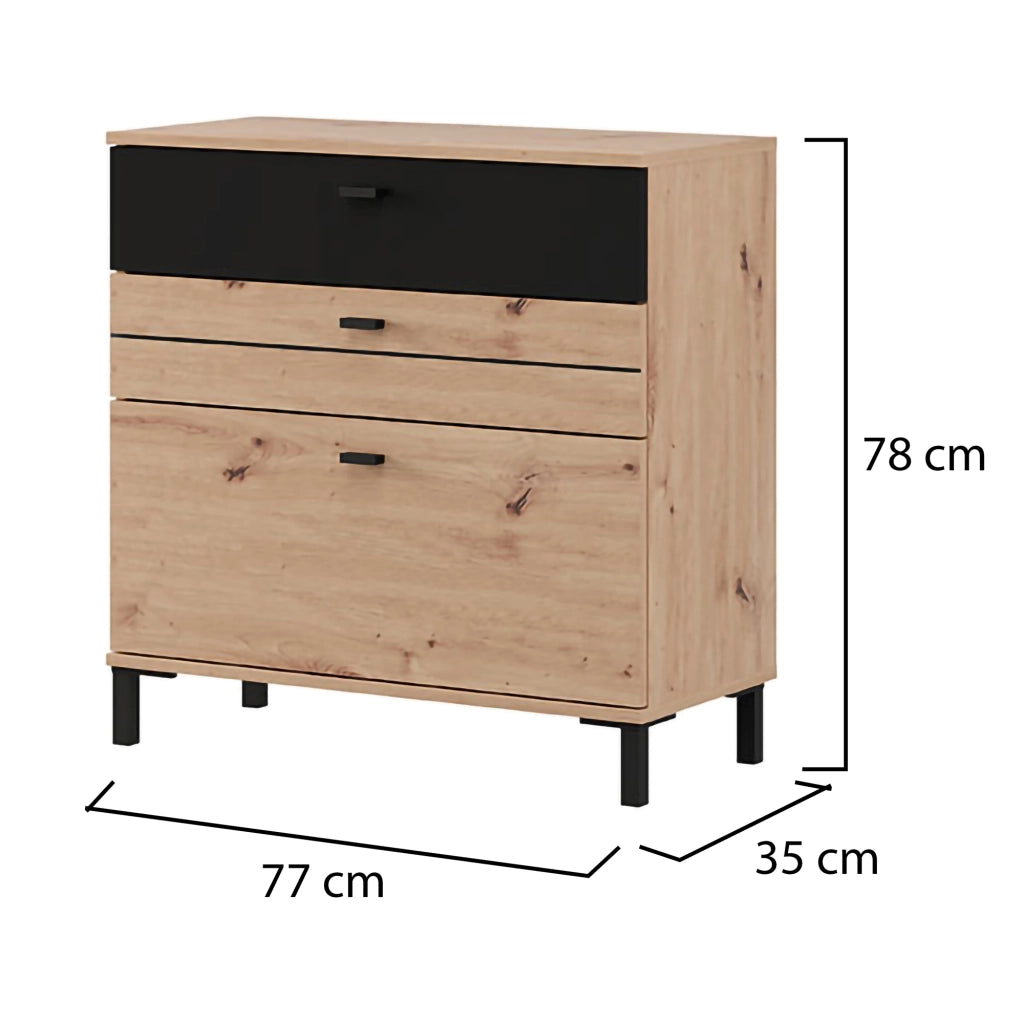 Madia Diani, Credenza un Ripiano, 77x35x78h cm Marrone Rovere Nodi