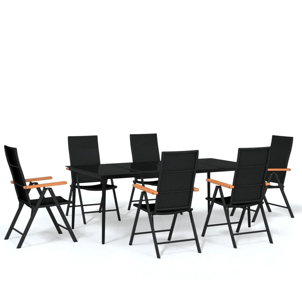 Set Mobili da Pranzo per Giardino 7 pz Nero 3099123