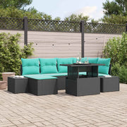 Set Divano da Giardino 7 pz Nero e Blu polyrattan 3349222