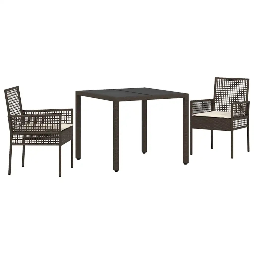 Set da Pranzo per Giardino 3 pcs Marrone polyrattan 3334863