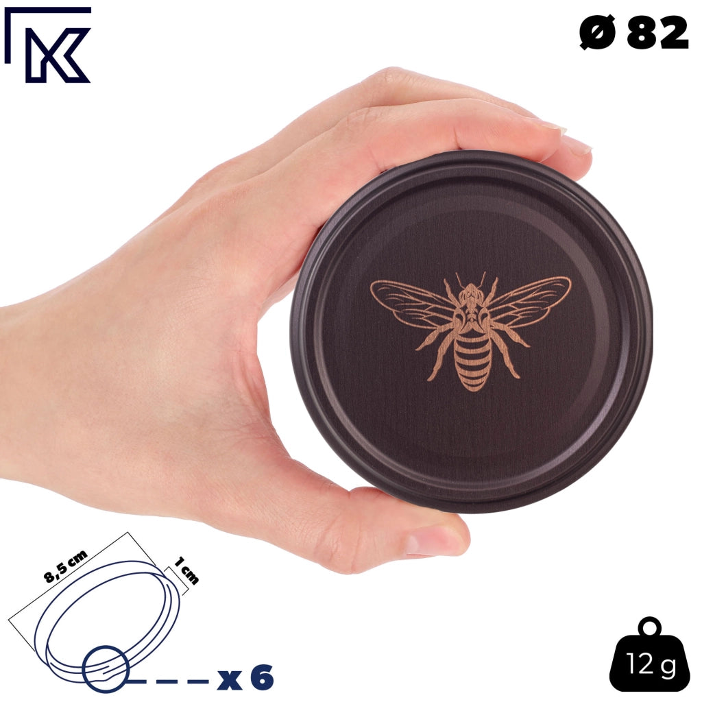 KADAX Denia barattoli per conserve 250ml 10 pezzi 82mm + coperchio "Brown Bee"
