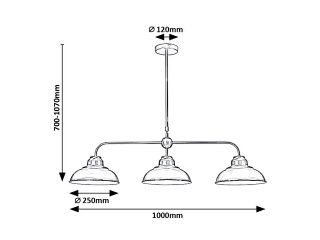 Lampada a sospensione Rabalux Dragan nera 3xE27 107cm