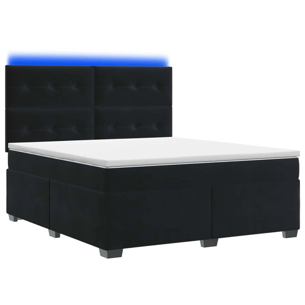 Letto box spring con materasso Nero 140 x 190 cm Velluto 3455104