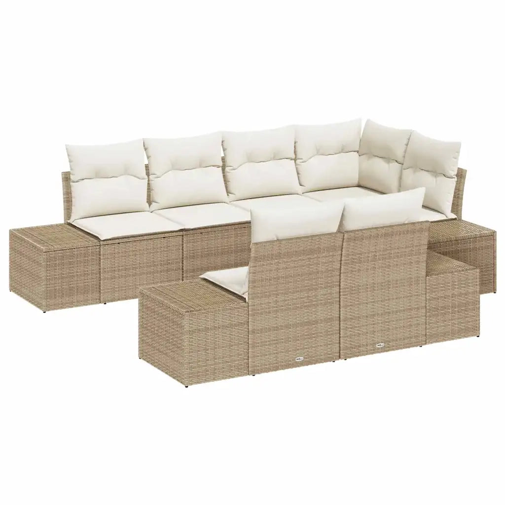 Set Divano da Giardino 7 pcs Beige e Crema polyrattan 3347101