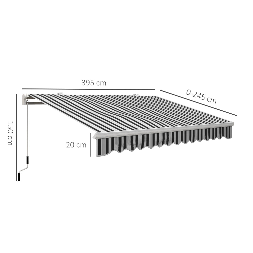 Tenda Parasole Estensibile per Esterno ¨C Minimal ¨C Alluminio e Poliestere, Blu e Bianca, 395x245 cm