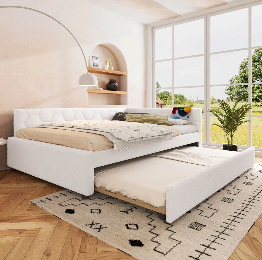 Letto daybed 140x200 cm con letto estraibile, USB, Type-C e luce integrata