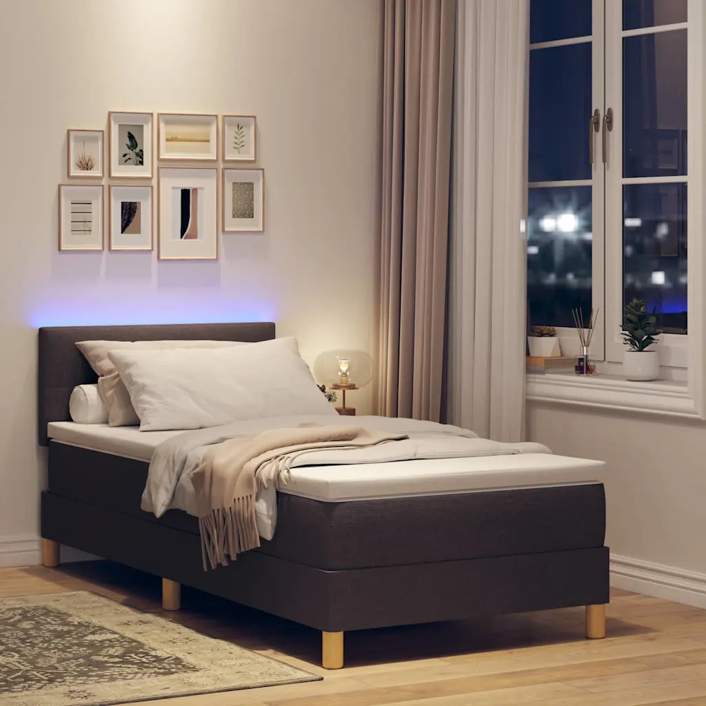 Letto a Sorgente LED con led Marrone Scuro 80 x 200 cm Tessuto