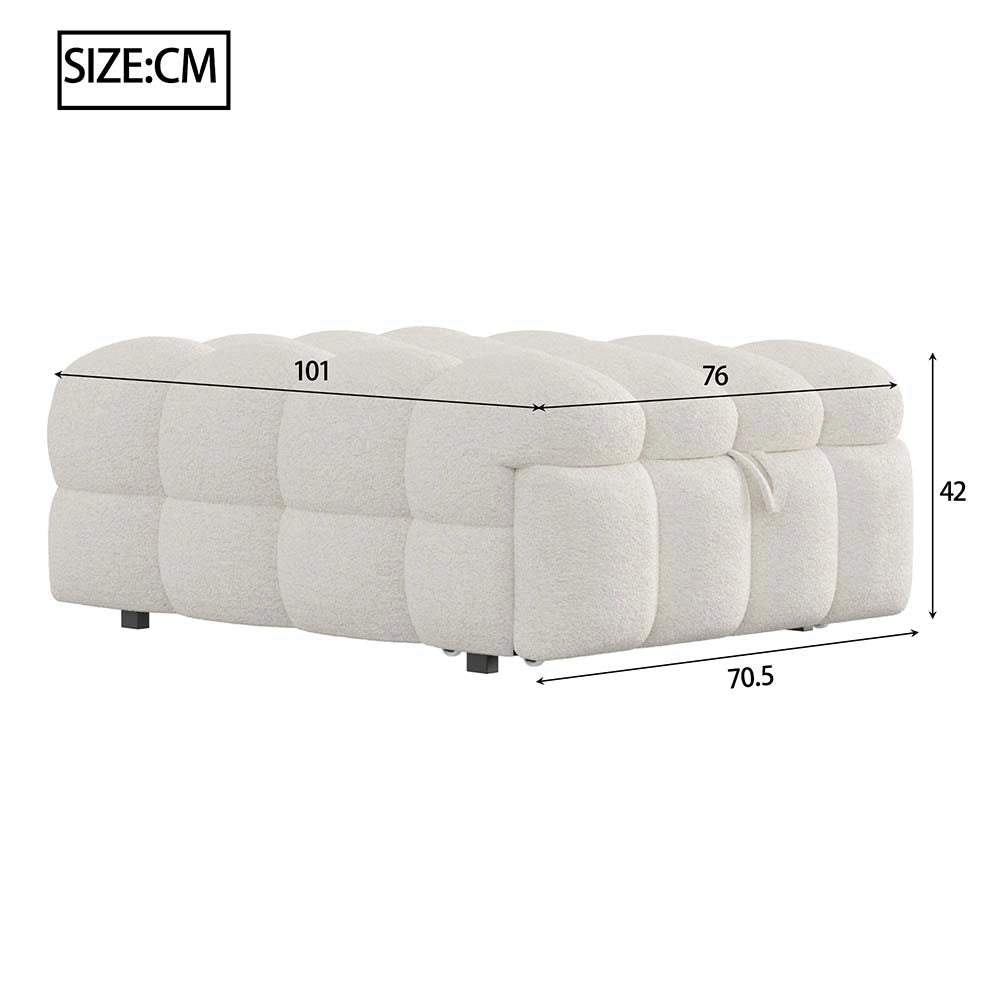 Pouf letto 2in1 - Xylo - beige, tessuto teddy, morbido, trasformabile