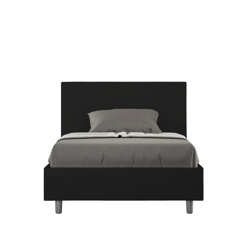 BS COM Letto una piazza e mezza senza rete imbottito 120x200 similpelle nero