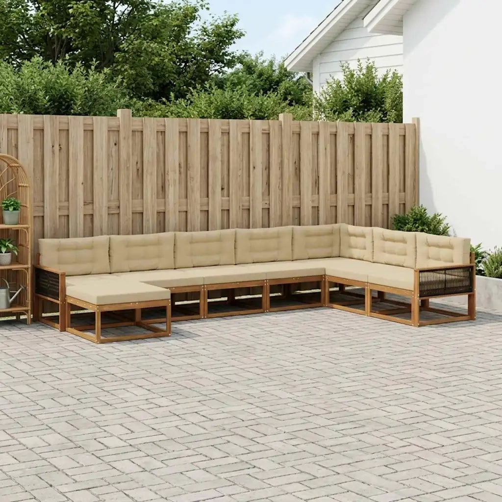 Set di divani da esterno con cuscino 8 pcs Naturale e Beige 3382806