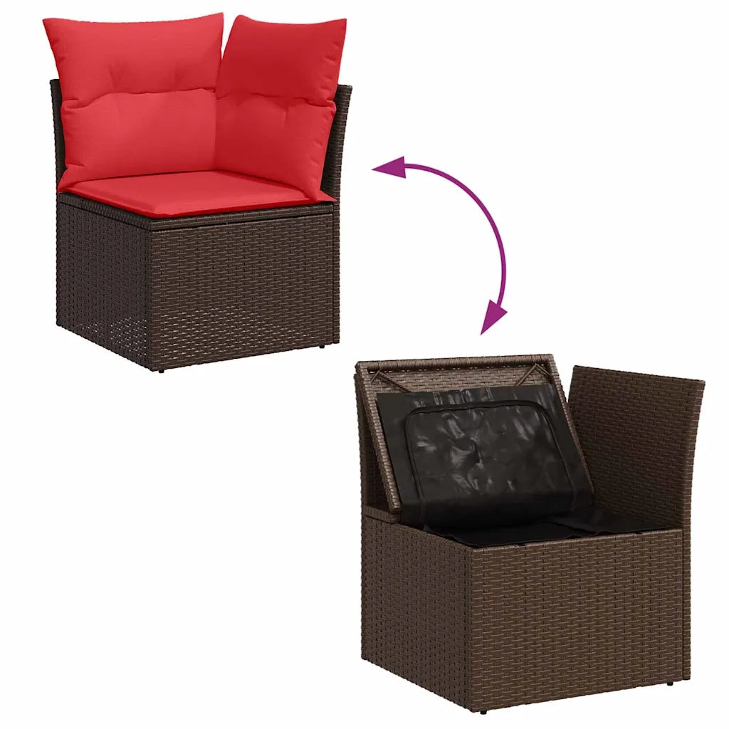 Set Divano da Giardino con cuscino 11 pcs Marrone Poly Rattan 3348360