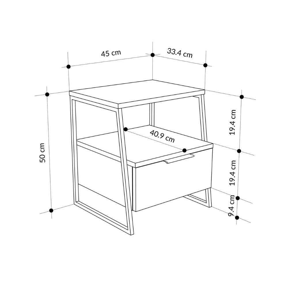 Comodino bianco Pal 45x41x50 cm – Stile Moderno e Funzionalità in un Design Raffinato
