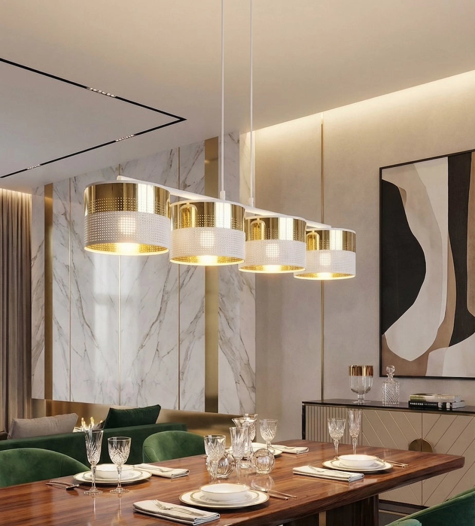 Lampada sospesa LUX Emibig 4xE27 metallo bianco oro