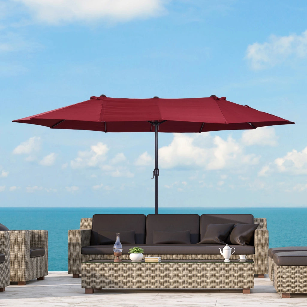 Ombrellone Doppio per Giardino ¨C zephmum ¨C Rosso Vino 455x265x238 cm