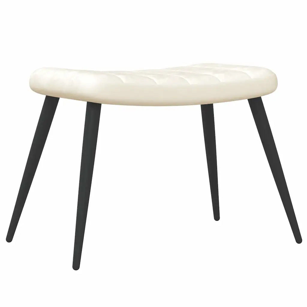 Poltrona Relax con Sgabello Bianco Crema in Velluto 327697