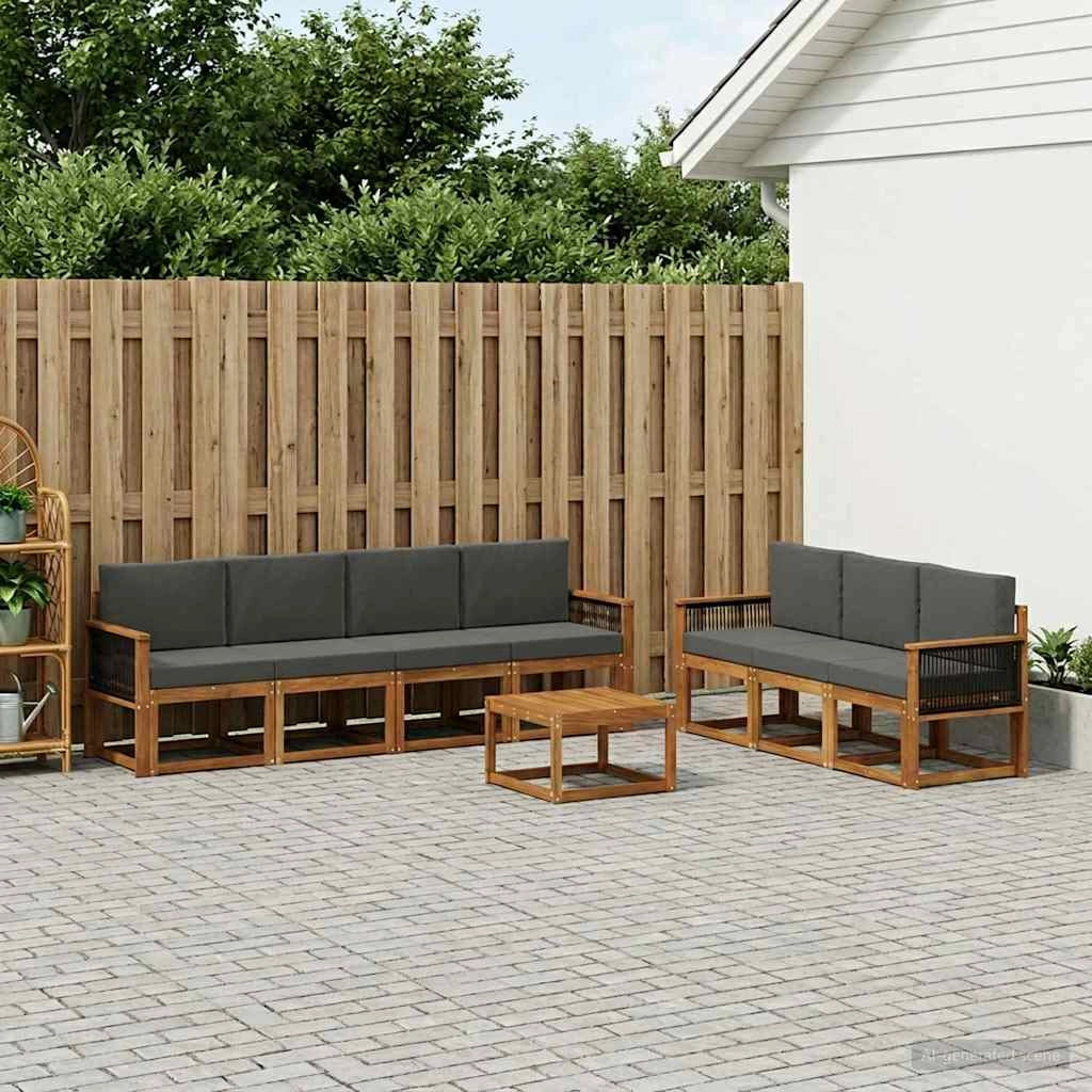 Set di divani da esterno 7 pz Naturale e Antracite 3385053