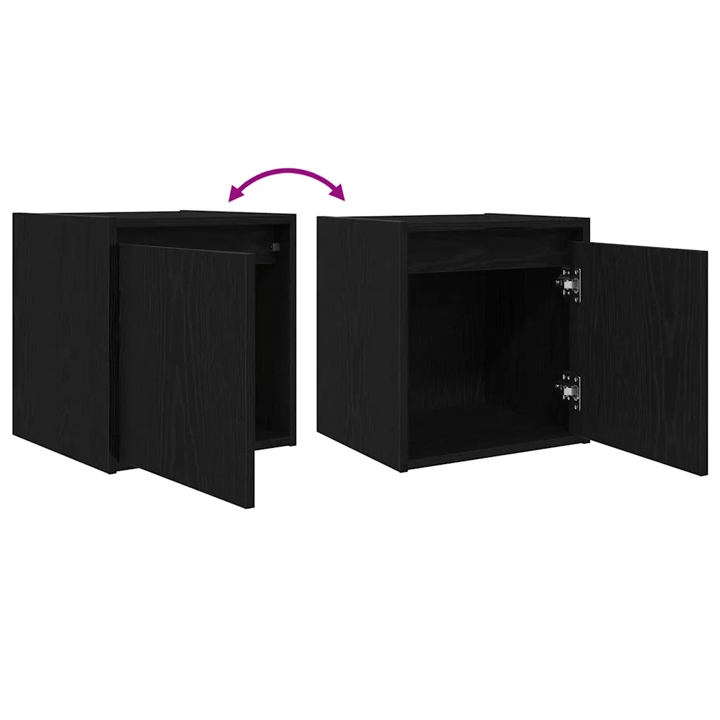 Comodino a Muro-Tavolino da notte sospeso Rovere Nero 38x34x40 cm 165686