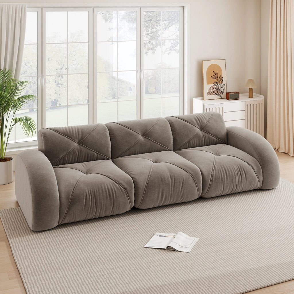 Sofa modulare extra grande senza cornice - Zephmum- 3 posti tessuto Chenille antiscivolo