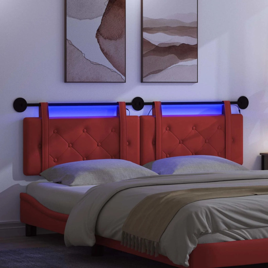 Testiera sospesa Con luce LED Rosso Similpelle 3424237