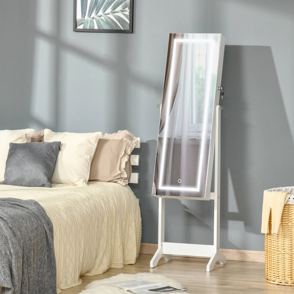 Armadio per Gioielli con Luci LED ¨C Minimal ¨C Bianco 46x36,5x151,5 cm