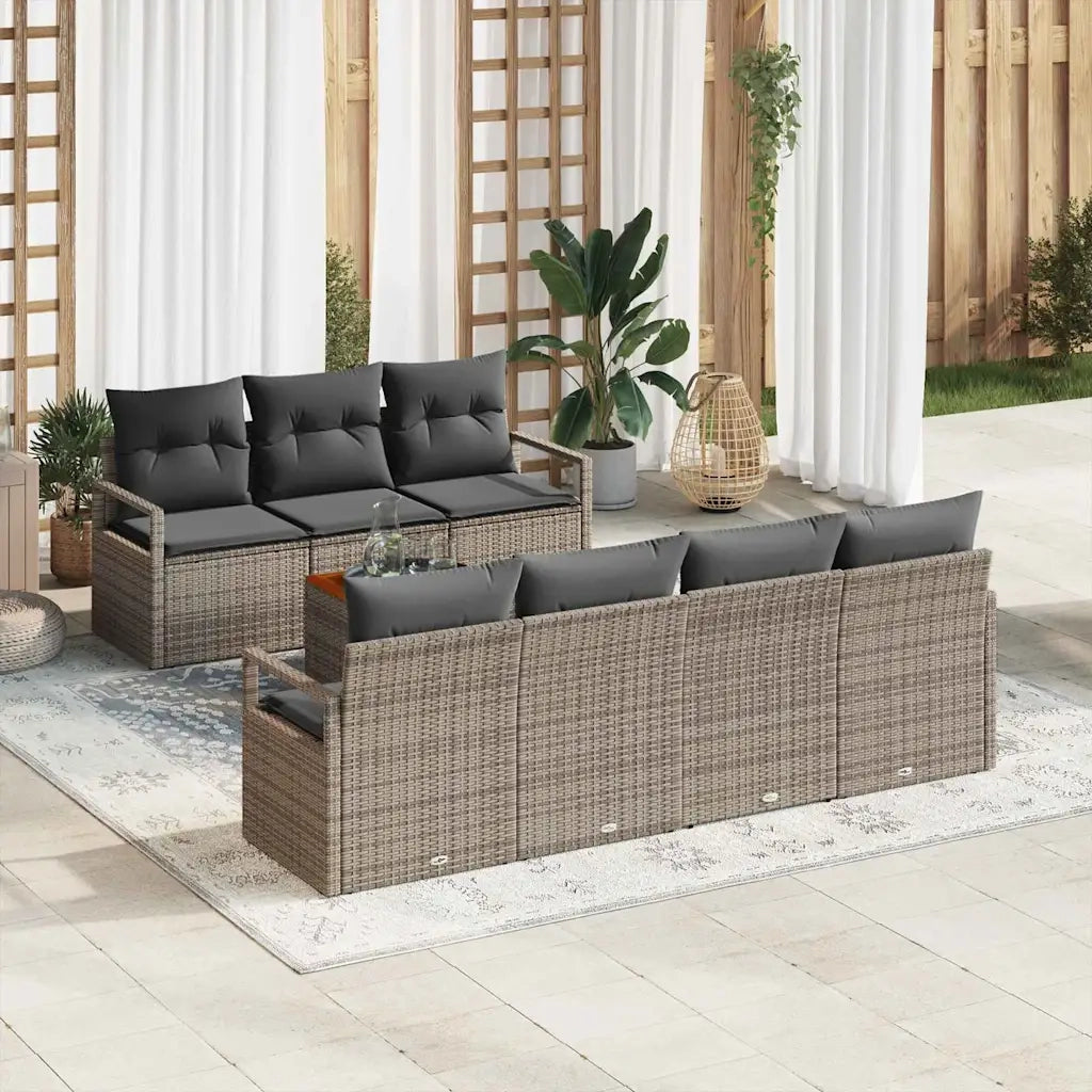 Set Divano da Giardino 8 pcs Grigio polyrattan