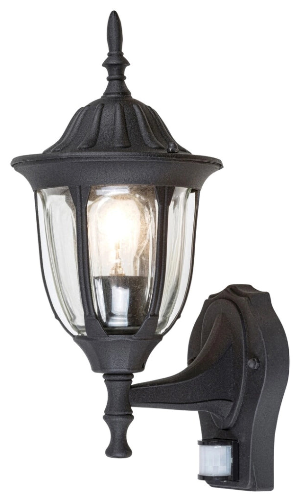 Applique esterna classica con sensore E27 Milano nera Rabalux