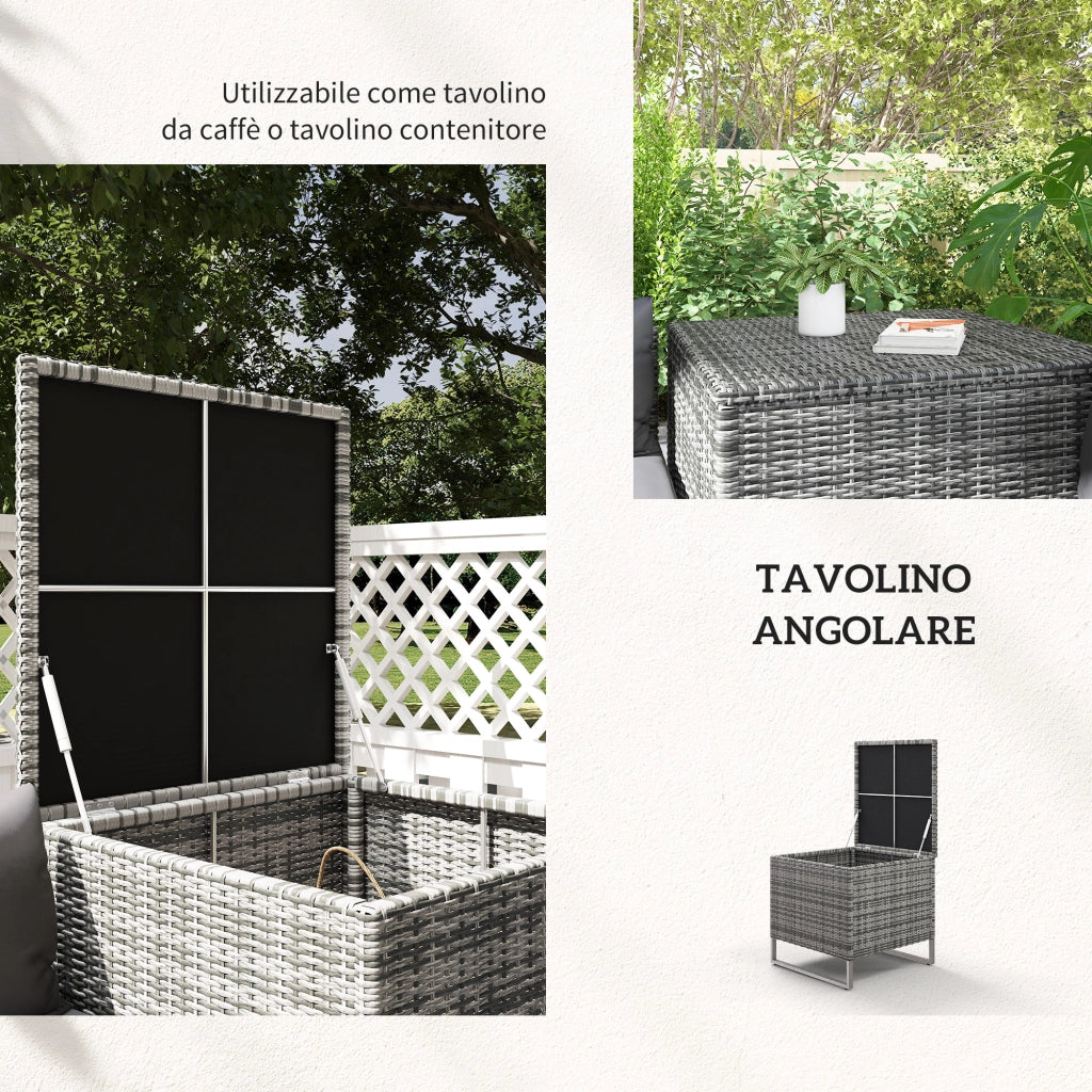 Set da Giardino 4 Pezzi con Divani e Tavolini ¨C Minimal ¨C Acciaio e Rattan