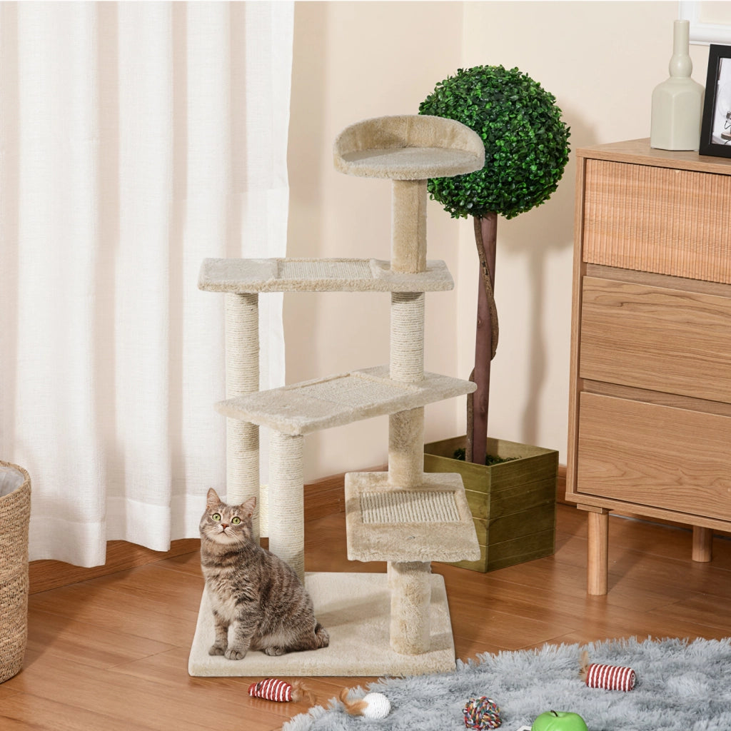 Tiragraffi Multilivello per Gatti ¨C Xylo ¨C Sisal con Cuccia e Piattaforme
