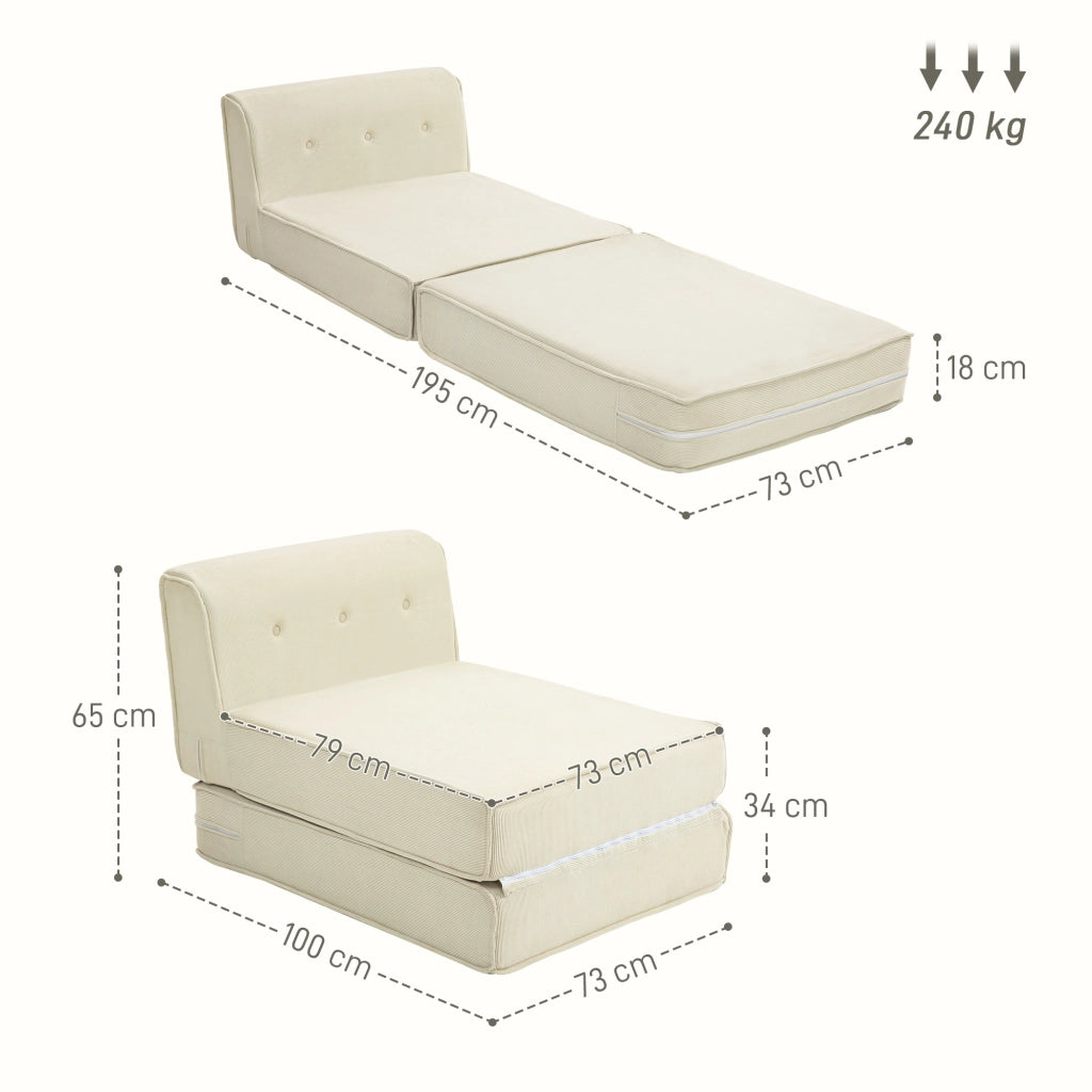 Divano letto imbottito ¨C Minimal ¨C bianco crema