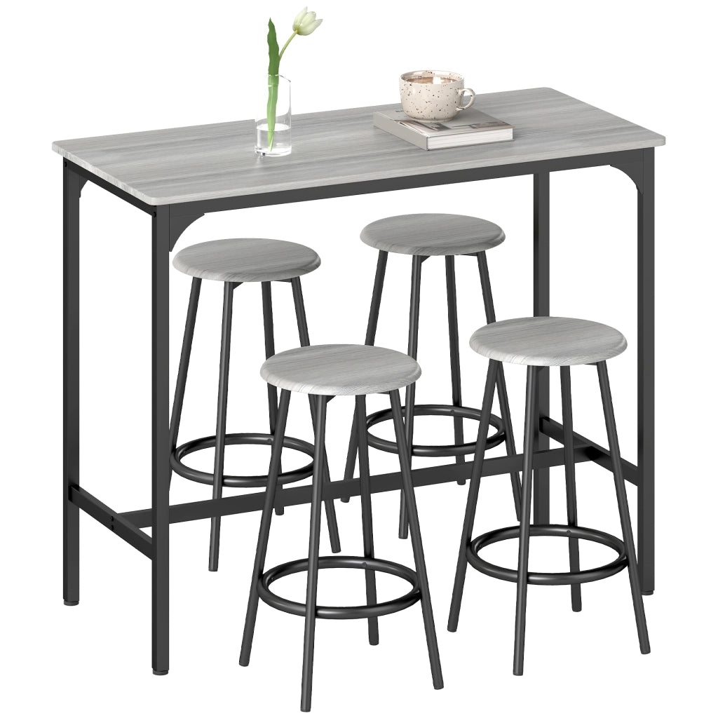Tavolo da bar con 4 sgabelli ¨C Minimal ¨C grigio e nero, metallo