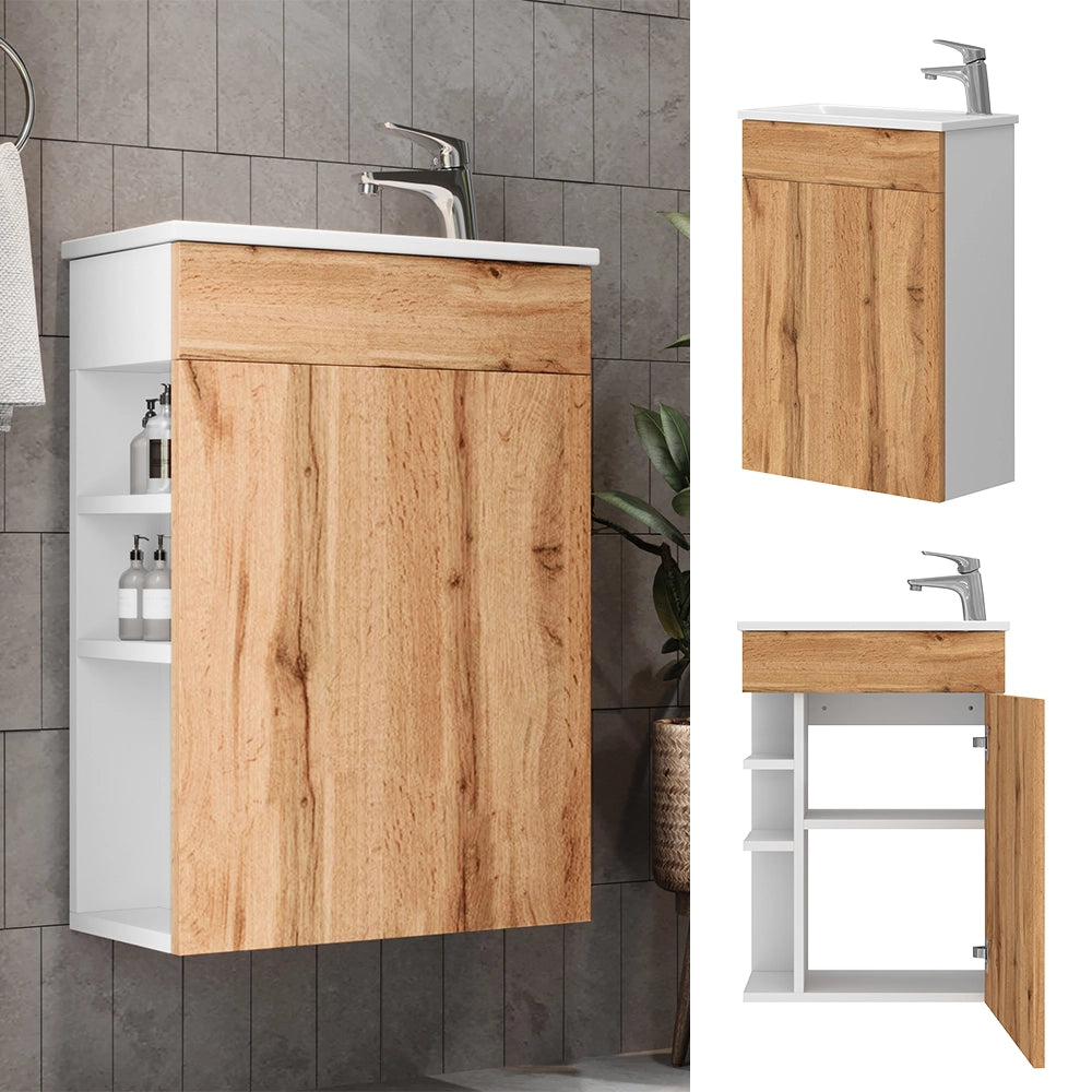Vicco Set mobili bagno Quercia dorata 2 parti, con lavabo