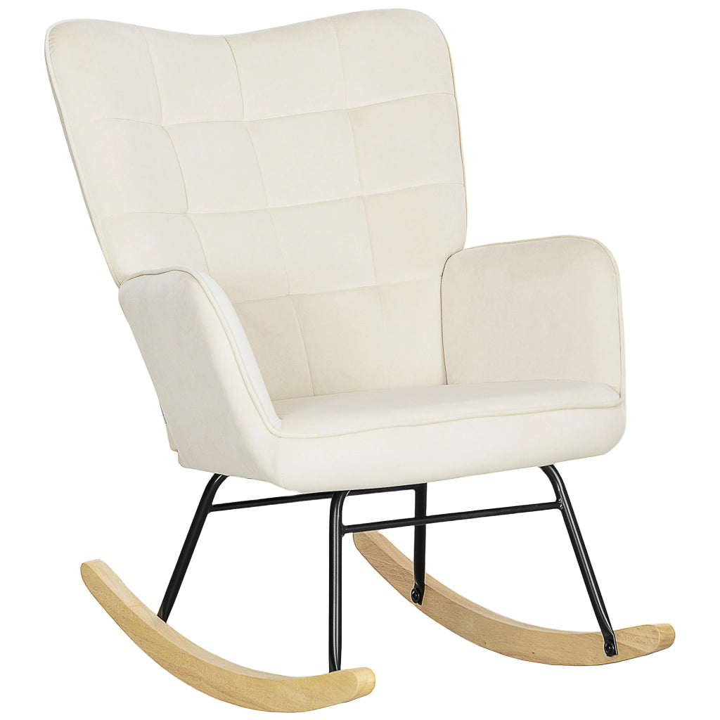 Poltrona a Dondolo ¨C Minimal ¨C Beige Tessuto Imbottita