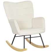 Poltrona a Dondolo ¨C Minimal ¨C Beige Tessuto Imbottita