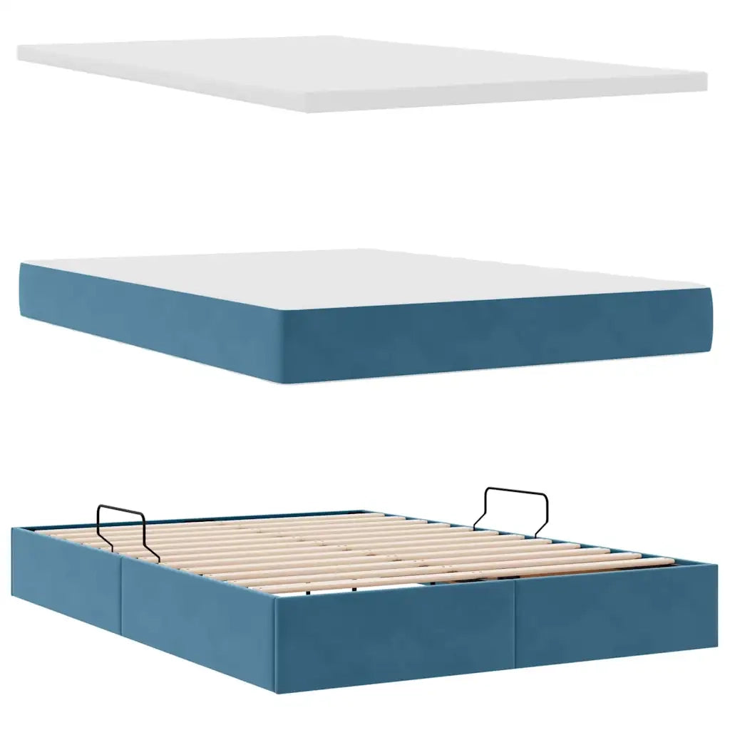 Letto con contenitore e materasso Blu Scuro 140 x 200 cm 3371977