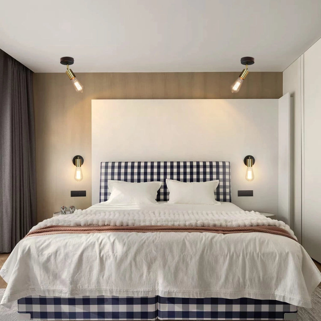 ZMH Faretto da soffitto vintage E27 nero oro a sospensione