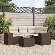 Set Divano da Giardino 5 pz con Cuscini Marrone in Polyrattan 3222522