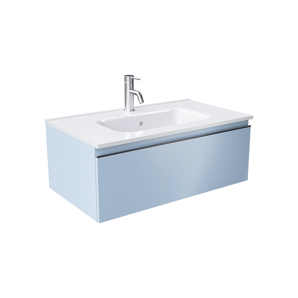 Mobile bagno sospeso 60 cm blu pastello opaco con lavabo | Darwin