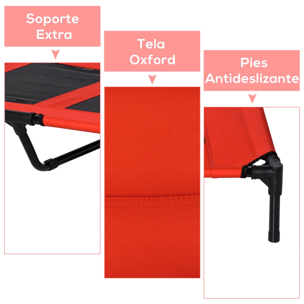 Letto per Cani Gatti Portatile con Zona a Maglia ¨C Zephmum ¨C Rosso 91.5x76.2x18 cm