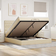 Struttura Letto Pouf con Materassi Crema 200x200 cm in Tessuto 3314119