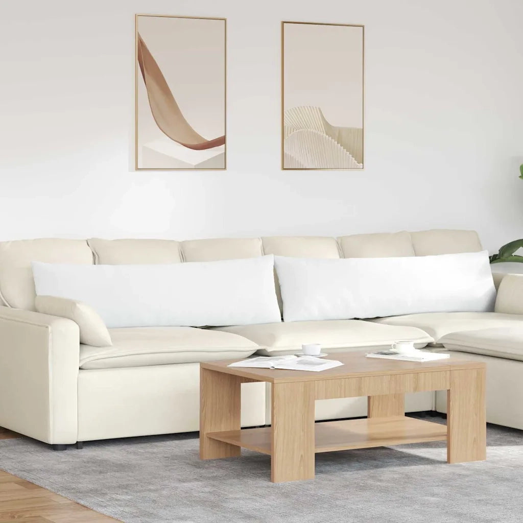 Cuscini da Divano 2 pz | Cuscini per sedie Bianco 145 x 40 cm Tessuto