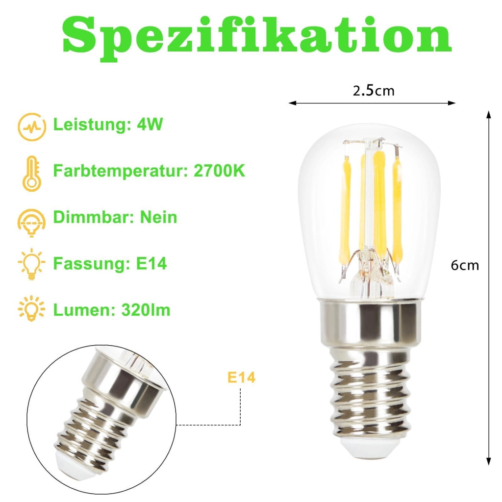 ZMH Bombilla LED E14 Edison LED Bombilla Retro 4W ST25 2700K para Dormitorio Pasillo