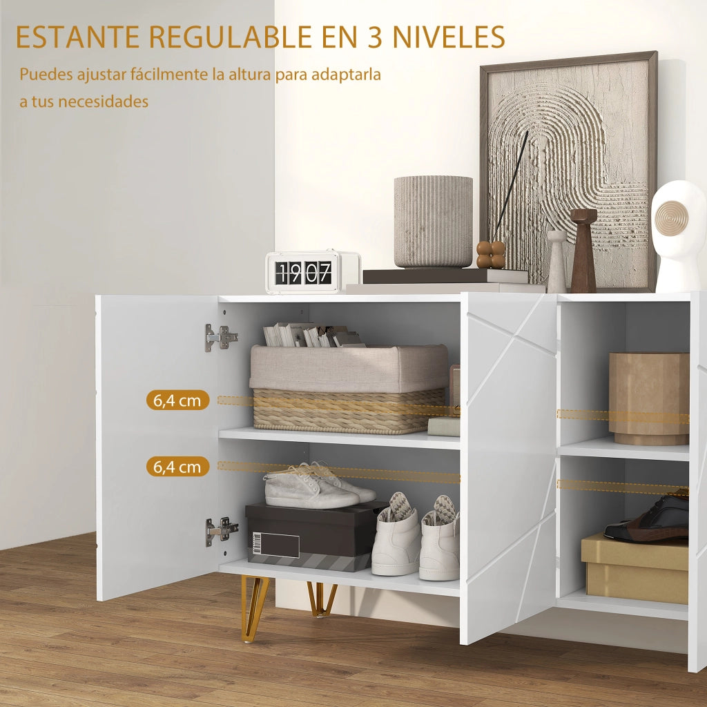 Consolle con ante e ripiani ¨C Minimal ¨C Bianco 120x40x75 cm